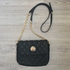 Black Quilted Vegan Leather Crossbody Purse
